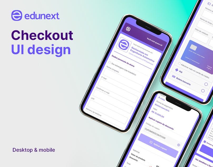 edunext checkout screens on phones